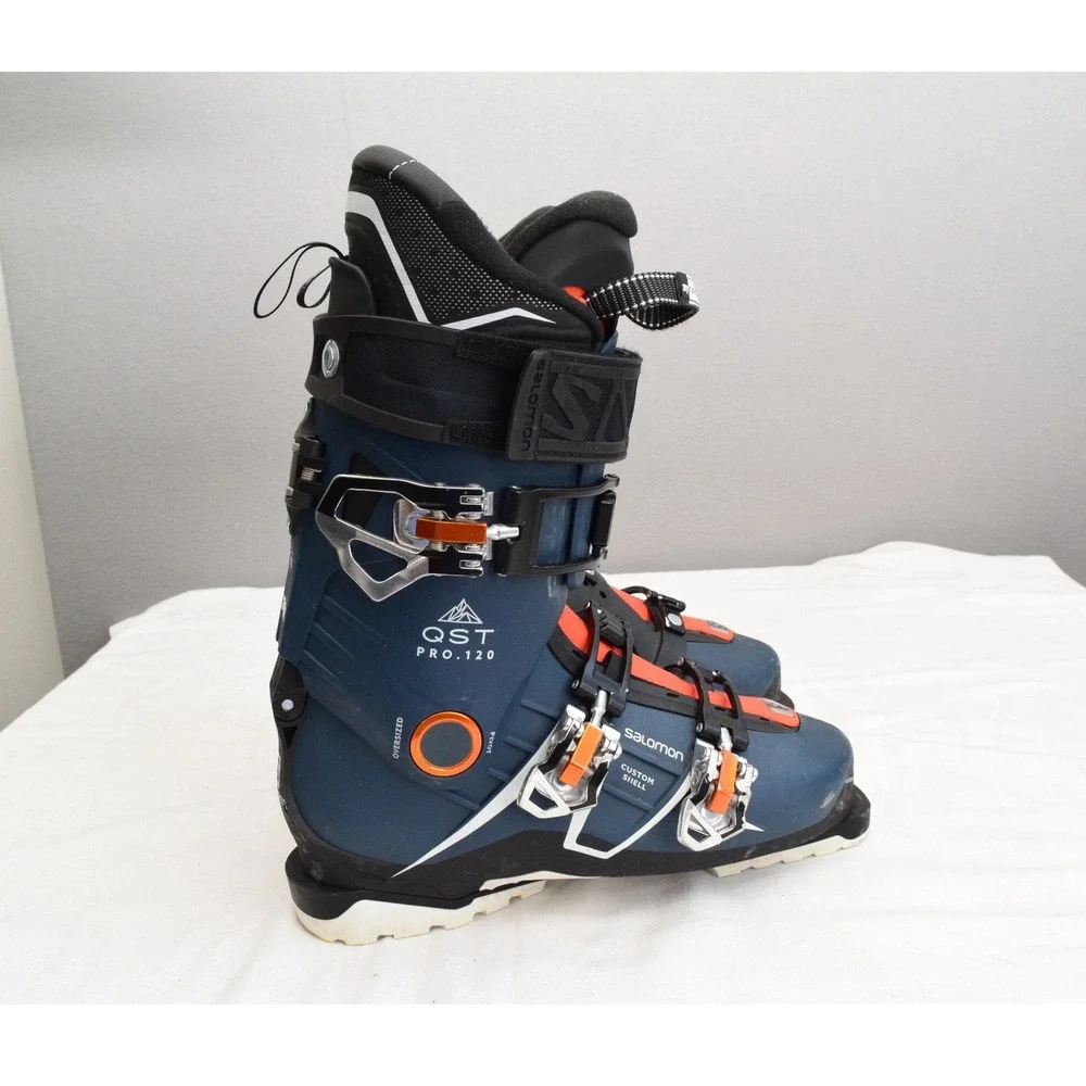 Salomon QST Pro 120 Ski Boots 26.5 Blue Orange Custom Shell Alpine Mens Touring